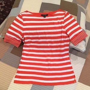 Ralph Lauren Cotton Top Striped Orange & White M